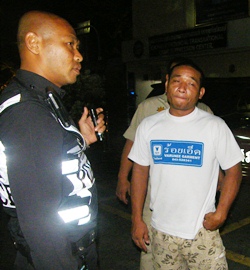 Real” cops move in and arrest Chaisit Chaisae for impersonating an officer.